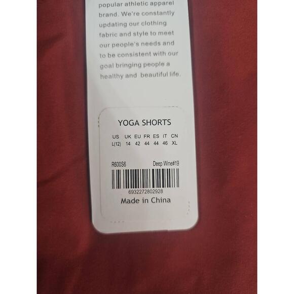 NWT CRZ Yoga  Wine High Waisted Shorts Unisex Yoga Size Large - Picture 4 of 6